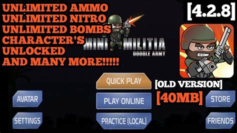 mini militia 4.3 5 unlimited ammo and nitro old version